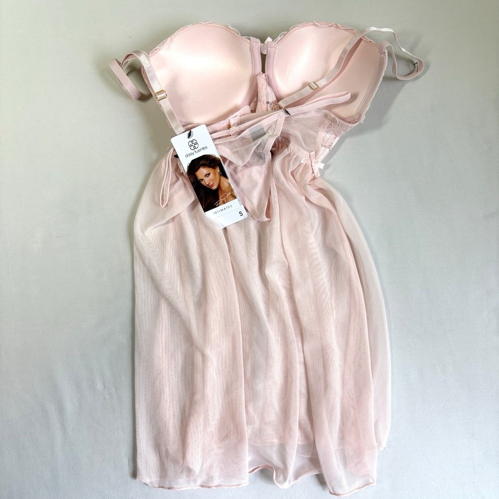 Daisy Fuentes Womens Pink‎ Mesh Babydoll Lingerie Size Small